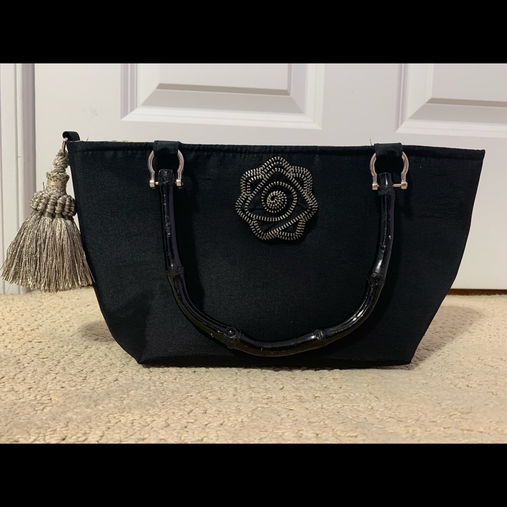Black Purse with Plaid Interior